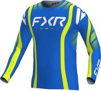FXR Helium Infinity Maillot de motocross, blanc-bleu-jaune, taille S pour homme