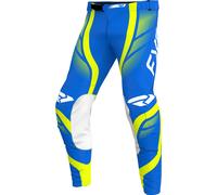 FXR Helium Infinity Pantalons de motocross, blanc-bleu-jaune, taille 36 pour homme