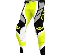 FXR Helium Infinity Pantalons de motocross, noir-blanc-jaune, taille 30 pour homme