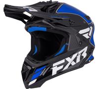 FXR Helium Logo Carbon Casque de motocross, noir-blanc-bleu, taille S pour homme