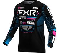 FXR Podium 2025 Maillot de motocross, noir-rose-bleu, taille 2XL pour homme