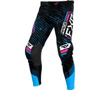 FXR Podium 2025 Pantalons de motocross pour jeunes, noir-rose-bleu, taille 24