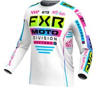 FXR Podium Gladiator 2024 Maillot de motocross, Blanc/Noir/Bleu, Taille M