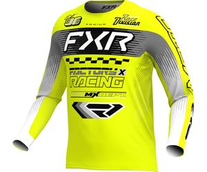 FXR Podium Gladiator Maillot de motocross, Noir/Blanc/Jaune/Gris, Taille 2XL