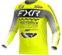 FXR Podium Gladiator Maillot de motocross, noir-gris-blanc-jaune, taille L pour homme