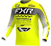 FXR Podium Gladiator Maillot de motocross, noir-gris-blanc-jaune, taille M pour homme