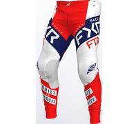FXR Podium Gladiator Pantalon de motocross, blanc-rouge-bleu, taille 38 pour homme