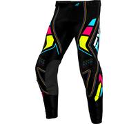 FXR Revo Velocity MX Rave, pantalon en textile 28 Noir/Fuchsia/Turquoise/Jaune Néon Noir/Fuchsia/Turquoise/Jaune Néon