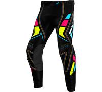 FXR Revo Velocity Pantalons de motocross, noir/bleu/jaune, Taille 36