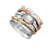 FXRWFSE Bague en Argent Turquoise, bagues épaisses en Turquoise bohème, Bague en Pierre de Lune en Argent, Bague de déclaration Faite à la Main pour Femme (Style B,7)