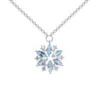 FXRWFSE Collier Flocon de Neige pour Femme, Collier Pendentif Flocon de Neige en Zircon, Collier clavicule Flocon de Neige Bleu Brillant (Blue)