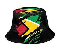 Fxuyyok Chapeaux bob unisexes pliables avec drapeau de la Guyane - Chapeaux de pêcheur guyanais - Pour l'extérieur, l'été, les voyages, la randonnée, la plage - Pour homme et femme, Drapeau