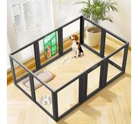 fxw AuraSpace Parc À Chiens en Acrylique pour Chiens De Taille Moyenne, 35 Zoll, 10 Panneaux, Noir