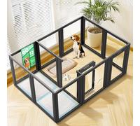 fxw AuraSpace Parc À Chiens en Acrylique pour Chiens De Taille Moyenne, 35 Zoll, 12 Panneaux, Noir