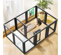 fxw AuraSpace Parc À Chiens en Acrylique pour Petits Et Moyens Chiens, 30 Zoll, 12 Panneaux, Noir