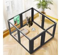 fxw AuraSpace Parc À Chiens en Acrylique pour Petits Et Moyens Chiens, 30 Zoll, 8 Panneaux, Noir