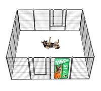 fxw Rollick Enclos pour Chiens pour Intérieur, Jardin, Camping Et Camping-Car, 115cm, 16 Panneaux pour Grands Chiens, Noir │ Breveté