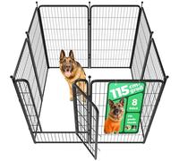fxw Rollick Enclos pour Chiens pour Intérieur, Jardin, Camping Et Camping-Car, 115cm, 8 Panneaux pour Grands Chiens, Noir │ Breveté