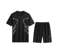 fxwtich Ensemble T-Shirt Polyvalent et Short, Costume de Sport décontracté 2 pièces/Ensemble pour Hommes, vêtements Sport, col Rond, Manches Courtes, Taille élastique, Jambes Larges, imprimé ra