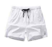 fxwtich Short taille élastique pour hommes, décontracté, athlétique, été, cordon de serrage, poches zippées, pantalon court de course, couleur unie, jambes larges, séchage rapide, sport Blanc