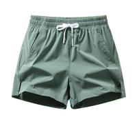 fxwtich Short taille élastique pour hommes, décontracté, athlétique, été, cordon de serrage, poches zippées, pantalon court de course, couleur unie, jambes larges, séchage rapide, sport Vert