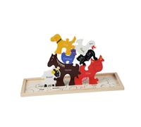 Fxzqgnh 1 Cartoon Jouet Éducatif en Bois Inspirant La Curiosité et L'Imagination Grâce à des Formes et Images Variées Adapté pour Garçons, Animaux de La Ferme