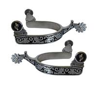 Fxzqgnh 1 Paire Eperons Cheval INOX Accessoires Equestres Antirouille Légèreté Utilisation Portable Convient Compétition Équitation Entraînement Ranch Ferme, Noir Argent