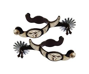 Fxzqgnh 1 Paire Eperons Cheval INOX Accessoires Equestres Antirouille Légèreté Utilisation Portable Convient Compétition Équitation Entraînement Ranch Ferme, Marron foncé