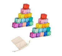 Fxzqgnh 15 Pièces Cube Blocs d'Empilage Jouets de Construction Sensorielle Acrylique Translucide Développement Coordination Mainsyeux pour, 30 Pièces