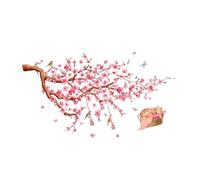 Fxzqgnh 2 Autocollants de Branches, Fleurs Roses et Oiseaux, Stickers Muraux Originaux, Auto-adhésifs et Polyvalents, pour Chambre D'enfant