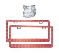 Fxzqgnh 2 Pièces Cadre de Plaque D'Immatriculation Porte Plaque Support D'Immatriculation Enjoliveur Métallique Brillant Accessoire de Boîte Cadeau AP, Rouge