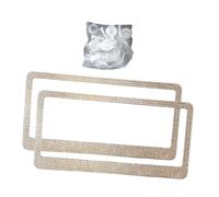 Fxzqgnh 2 Pièces Cadre de Plaque D'Immatriculation Porte Plaque Support D'Immatriculation Enjoliveur Métallique Brillant Accessoire de Boîte Cadeau AP, Champagne