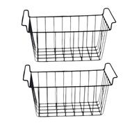 Fxzqgnh 2 Pièces Panier de Réfrigérateur Organisateur Congélateur Paniers Empilables Séparateur Fil Métallique avec Poignée Acier Adapté à Stockage Cuisine AR, 49.5 X 24.5 X 20 Cm