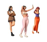 Fxzqgnh 3 Figurines de Filles à L'échelle 1:64 pour Dioramas, Projets de Bricolage, Magnifiques Figurines Féminines Peintes à La Main, Style B