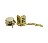 Fxzqgnh 3 Pièces Arche de L'Alliance Mini Figurine Décorative Métal Jarre Dorée Bâton pour Collection Biblicale Suitable pour Cadeau Religieux Décoratio, 4.5 cm 7 cm