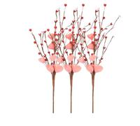 Fxzqgnh 3 Pièces Piques Floraux Artificiels Branches Cœur Baies Accessoire Centre de Table Décoratif Matériaux Durables Convient pour Salon Table Réunion Dîne, Coeur Rose