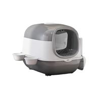 Fxzqgnh 4 Pièces Bac à Litière pour Chat Boîte à Litière Fermée Toilette pour Chat Plateau pour Chat Réutilisable en Plastique Convient à Usage Intérieur Dres, Gris