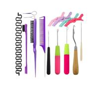 Fxzqgnh Articles de Coiffure Outils Coiffure Kit Coiffage Accessoires Cheveux Ensemble Peignes Queue et pour Nettes Brosses Crêpage pour Volume Crochets pour