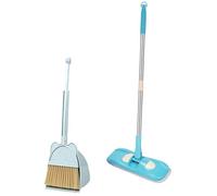 Fxzqgnh Balayette Enfant Lot Balai Pelle Mop Ensemble Nettoyage Matériau Acier PP Cloth Fonction Didactique Adapté à Jeu Apprentissage Cadeau Intérieur, Bleu
