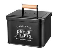 Fxzqgnh Boîte de Rangement pour Feuilles Assouplissantes, Boîte de Rangement pour Capsules de Lessive, Conteneur de Rangement En Métal, avec Couvercle, Suppor, Noir