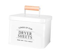 Fxzqgnh Boîte de Rangement pour Feuilles Assouplissantes, Boîte de Rangement pour Capsules de Lessive, Conteneur de Rangement En Métal, avec Couvercle, Suppor, Blanc