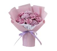 Fxzqgnh Bouquets de Roses, Fleurs En Savon, Fleurs Séchées, Cadeaux de Saint-Valentin, Cadeaux de Thanksgiving pour épouse, époux, Petite Amie, Petit Ami, Violet