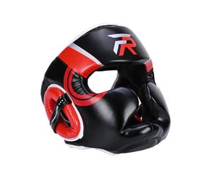 Fxzqgnh Casque de Boxe Intégral pour Arts Martiaux, Protection du Visage, Rembourrage Respirant et Design Ajustable, Idéal pour L'entraînement de Boxe, Rouge L