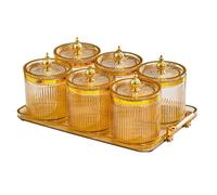 Fxzqgnh Coffret de Fruits Secs de Luxe avec Couvercle Compartimenté, ambre