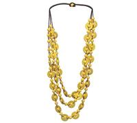 Fxzqgnh Collier Pendentif Longue Chaine avec Perles de Bois Naturel Élégant Fait Adapté pour Dames Événement Festif Loisirs Soirée, Jaune
