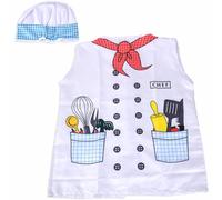 Fxzqgnh Déguisement Chef Enfant sans Manches Costume Chef Enfant Extensible Tenue Cuisinier avec Toque pour Enfants