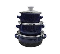 Fxzqgnh Ensemble de 3 Mini Casseroles émaillées pour La Cuisine, Casseroles Profondes et Robustes, Ustensiles de Cuisson, Cocottes, Petites Casseroles émaillé, Bleu Foncé