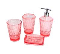 Fxzqgnh Ensemble de 4 Pièces Comprenant Un Porte-brosse à Dents, Un Distributeur de Lotion, Une Trousse de Toilette Moderne et Un Gobelet Portable, Rose
