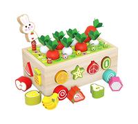 Fxzqgnh Ensemble de Blocs de Construction En Bois à Monter Soi-même pour Enfants, Multicolore, Boîte d'intelligence du verger de la ferme