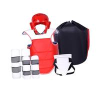 Fxzqgnh Ensemble de Karaté 6 Pièces : Gants, Protège-Tibias, Ajustables, en Matière Souple, Convient Aux Adultes et Aux Enfants, pour L’entraînement Aux Arts, s